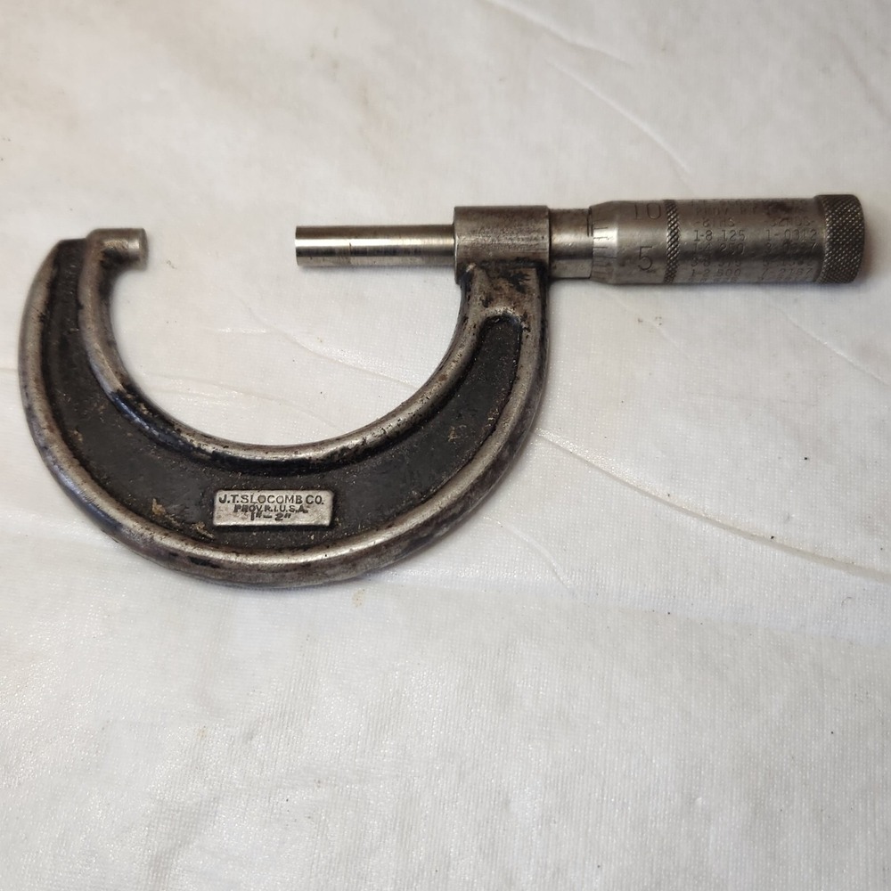 JT SLOCOMB CO. 1" - 2"OUTSIDE MICROMETER, .001" GRAD. Cnc tool Made USA vintage
